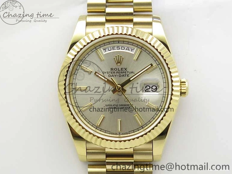 1218 Day-Date 40mm 228239 BP New Dial Version 904 YG Silver Stick Markers Dial on YG President Bracelet A Sophisticated 2807